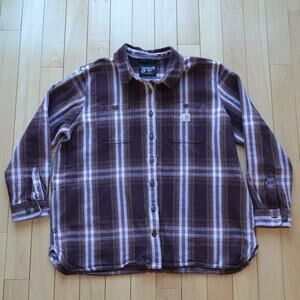 Carhartt Heavyweight Twill Flannel Button Down Shirt Pink Plaid Size XXL